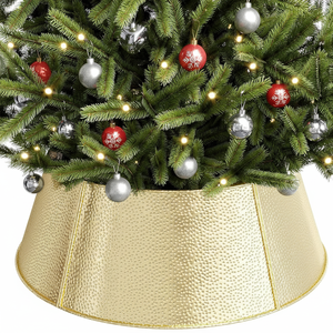 Collier d'arbre en métal pour arbre de Noël couverture de base ronde décorative moderne rustique décor élégant en acier durable robuste - Product Image 1
