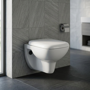 WC suspendu mural en céramique sans bride, à siphon en P, de style européen, pour salle de bain moderne et sanitaires contemporains - Product Image 2