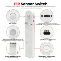 Lampu Lemari Sensor Gerak untuk Kabinet Tangga Dapur, Bertenaga Baterai, Pemasangan Portabel, Pita LED COB