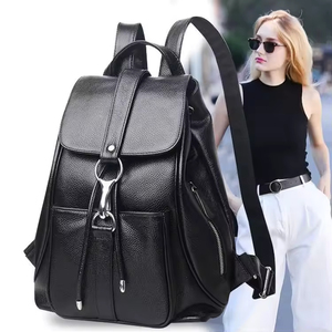 Sac à dos en cuir PU de haute qualité, version coréenne, pour femmes, sac d'affaires en cuir véritable avec style décontracté, style maman tendance - Product Image 2