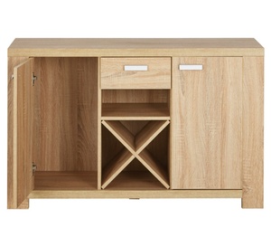 Buffet moderne de style farmhouse avec rangement pour vin et tiroir, armoire de cuisine en bois avec porte de grange - Product Image 5