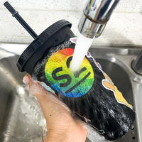 Étiquettes autocollantes découpées à paillettes imprimées personnalisées, adaptées à l'emballage de produit cadeau de tasse d'eau par ordinateur