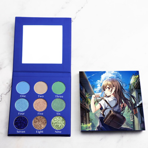 Palette <span class=keywords><strong>de</strong></span> fards à paupières OEM avec impression personnalisée, 9 couleurs, logo, belle finition poudre cosmétique scintillante pour les yeux - Product Image 4