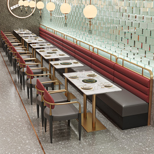 Ensemble de mobilier haut de gamme de luxe léger pour restaurant : banquette rembourrée et table à manger avec tiroirs, idéal pour les chaînes hôtelières - Product Image 2