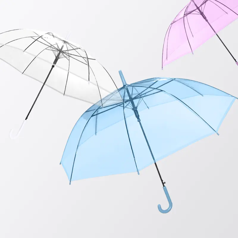 Grosir logo cetak kustom 21 inci 8K payung transparan pernikahan putih kustom Lurus untuk hujan