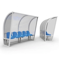 Abri de remplacement pour joueurs de football monté au sol, cadre en aluminium, bancs de remplacement pour stade, sièges pour les côtés du terrain PB-ZKBB
