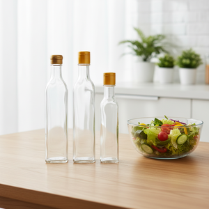 Botellas <span class=keywords><strong>de</strong></span> Vidrio Cuadradas <span class=keywords><strong>de</strong></span> 275ml, 520ml y 540ml para Salsas, Vinagre, Salsa <span class=keywords><strong>de</strong></span> Soya, <span class=keywords><strong>Aceite</strong></span> y Salsa <span class=keywords><strong>de</strong></span> Pescado con Tapas Flip Snap - Product Image 3