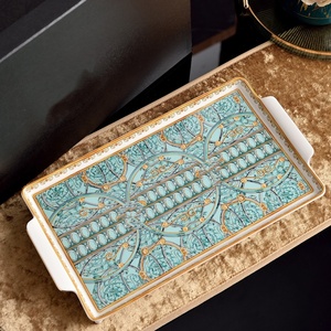 Assiette carrée jetable en porcelaine fine, motif végétal style américain, pour hôtels, restaurants et rentrée scolaire - Product Image 3