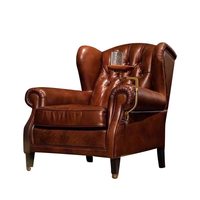 Fauteuil en laine vintage de style américain, fauteuil cigare, canapé simple, fauteuil tigre pour hôtel et club, meubles de salon avec pieds en bois massif