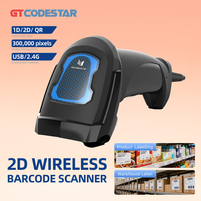 GTCODESTAR Handheld 2D CMOS Image Sensor Barcode Scanner 1D Laser Wired Wireless Bar Code Reader Scan Qr Code for Sale Warehouse
