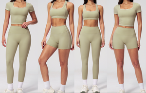 Conjuntos Deportivos para Mujer OEM, Camiseta de Manga Corta, Ropa de Entrenamiento, Bra Deportivo Ajustado para <span class=keywords><strong>Yoga</strong></span>, Shorts Deportivos para Gimnasio, Leggings para <span class=keywords><strong>Yoga</strong></span> y Ejercicio - Product Image 5