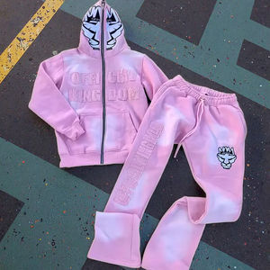 Conjunto Deportivo Cargo para Hombre |   Sudadera con Capucha Completa y Pantalones con Puños Apilados |   Conjunto de Dos Piezas de Ropa Urbana para Exteriores 100% Algodón - Product Image 3