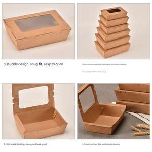 Boîtes alimentaires jetables en papier kraft avec fenêtre pour salades de fruits, riz frit et plats à emporter – Vente en gros et personnalisation - Product Image 4
