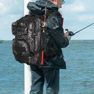 Sac à dos de pêche en polyester avec porte-cannes et 4 boîtes à pêche étanches, avec housse de pluie - Échantillon gratuit - Product Image 1