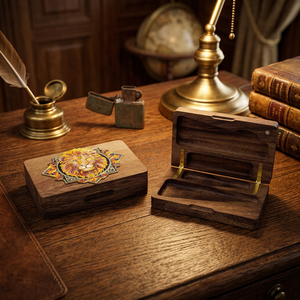 Humidor à cigares en bois de noyer de luxe avec émail cloisonné fait main, artisanat traditionnel, coffret cadeau de collection haut de gamme - Product Image 4