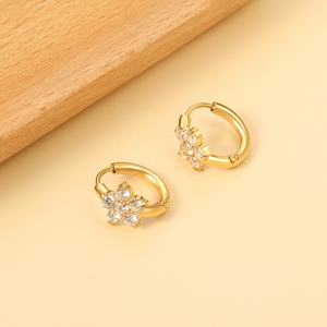 Stainless Steel 18k <b>Gold</b> <b>Plated</b> Fashion Hypoallergenic Waterproof Jewelry Zircon Flower <b>Earrings</b> huggies <b>Hoop</b> <b>Earrings</b> for Women - Product Image 5
