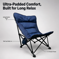 Chaise papillon pliante matelassée portable avec porte-gobelet robuste et pieds antidérapants pour camping, plage, jardin, terrasse, pêche