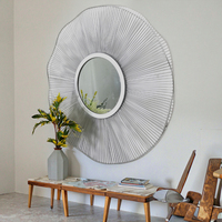 Meilleures ventes - Miroir mural rond moderne et contemporain avec cadre en métal argenté - Meubles de salon - Décoration - Migue MM1075