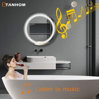 Miroir intelligent LED rond avec écran tactile Android WiFi STANHOM, indice de protection IP44, pour hôtel, maison, salle de sport, salon, salle de bain