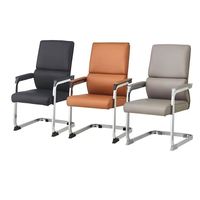 Chaise de réunion ergonomique en cuir PU avec structure en métal chromé pour bureau et salle de réunion