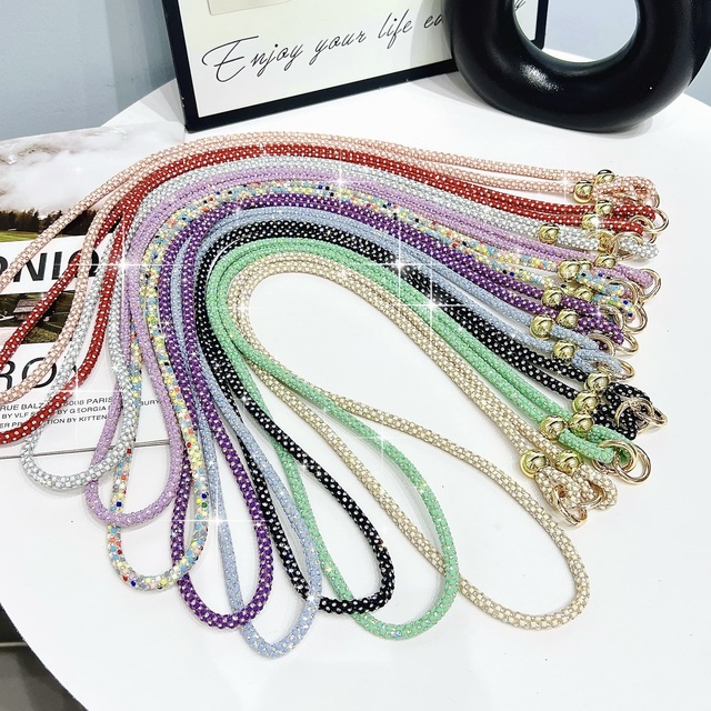 Round Bead Crossbody Water Diamond Ring Buckle Mobile Phone Lanyard for Woman 2025 New Style Chain Internet-famous Light Luxury
