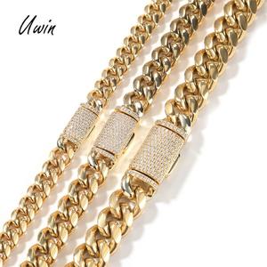 Nouveauté Collier Chaîne Cubaine en Acier Inoxydable 8mm 10mm 12mm en Gros Fermoir Zircon AAA <span class=keywords><strong>Bijoux</strong></span> Tendance - Product Image 1