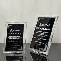 Plaque de certificat en cristal noir avec support en métal argenté MH-LJ0239