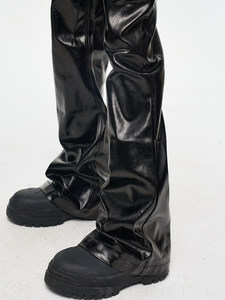<span class=keywords><strong>Pantalones</strong></span> Brillantes de PU para <span class=keywords><strong>Hombre</strong></span>, <span class=keywords><strong>Pantalones</strong></span> Anchos de Imitación de Cuero Negro Brillante, Estilo Avant-Garde para <span class=keywords><strong>Hombre</strong></span> - Product Image 5