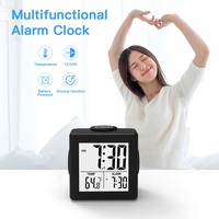 Nouveau mini réveil de voyage avec affichage numérique de la température et rétro-éclairage bleu Lcd sur demande réveil