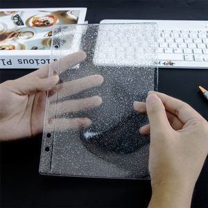 Pochettes pour classeurs A5 A6 A7, pochettes à feuilles mobiles, pochettes souples en PVC transparent avec paillettes, <span class=keywords><strong>pochette</strong></span> pour cartes, chargement latéral, étanche, enveloppe en <span class=keywords><strong>plastique</strong></span> pour argent liquide - Product Image 2