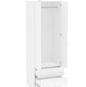 Custom Made Bedroom Natural Furniture <strong>Double</strong> 2 Door Modern Simple Portable <strong>White</strong> Wood Cloth Closet Storage <strong>Wardrobe</strong> for Hom - Product Image 3