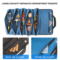 Sac à outils enroulable en toile durable avec fermeture éclair, résistant à l'eau, 4-6 compartiments, pour le rangement et le transport de matériel, vente en gros