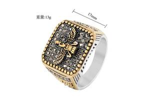 Anillo de acero inoxidable para hombre, sortija de acero inoxidable con diseño de diamante Vintage personalizado, con diseño de los pedidos Hermanos de las águilas - Product Image 6