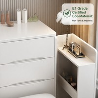 Ensemble de coiffeuse princesse écologique et durable avec miroir LED, taille personnalisée, table de maquillage moderne européenne blanche pour chambre et salle de bain