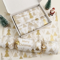 Papier de soie personnalisé pour Noël, motif arbre de Noël doré, 17 g/m², fabricant de papier de soie en gros pour sacs cadeaux, mariage, écologique