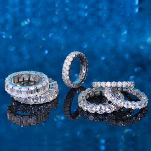 Anillo de Eternidad con Moissanita, Engaste Pavé, Chapado en Oro, Plata de Ley 925, 3mm, Estilo Hip Hop, Certificado GRA, Joyería Clásica Xingyue Gems - Product Image 1