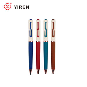 Stylo bille YIREN, nouveau design, couleurs contrastées, revêtement en caoutchouc, stylo publicitaire promotionnel, option multicolore, écriture 1,0 mm - Product Image 1