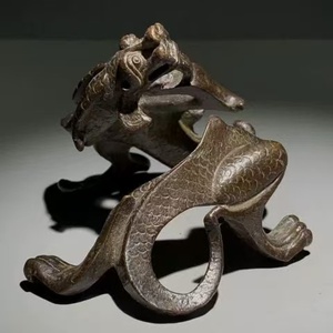 Vintage Metalen Draak Mythisch Beest Ornament, Chinese Traditionele Kunstsculptuur, Uniek Verzamelobject Voor Studie En Kantoor - Product Image 4