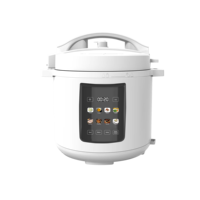 Cuisinière électrique à pression numérique programmable 8-en-1, acier inoxydable blanc brillant, capacité 5,1-6,0 L, 1000 W, icônes alimentaires colorées