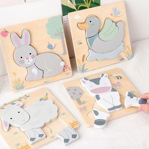 ของเล่นไม้เสริมพัฒนาการ 3 มิติ รูปทรงตัวต่อ ปริศนา คิวบ์ สำหรับเด็กเล็ก เด็กชาย เด็กหญิง ของเล่นเสริมทักษะ DIY รูปสัตว์ การ์ตูน - Product Image 2