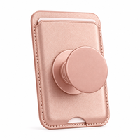 Dompet Ponsel Kulit PU MagSafe dengan Tempat Kartu dan Pegangan Lipat Pop Socket