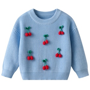 Pulls pour bébés en gros, pulls pour filles, joli <span class=keywords><strong>pull</strong></span> à cerises pour filles, <span class=keywords><strong>pull</strong></span> en coton tricoté multicolore pour filles, col rond - Product Image 6
