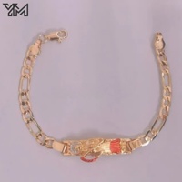 Pulsera de Cadena Cubana de 14k con Colgante Religioso de la Parca, Chapada en Oro, Joyería de Moda Urbana Hip Hop y Devoción Católica