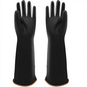 Gants de sécurité en caoutchouc résistants aux produits chimiques, noirs, 14 pouces de long, résistants aux acides et aux alcalis, imperméables, à revers droit - Product Image 5