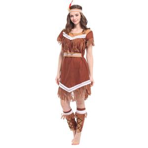 Glands reine indienne Halloween Costumes pour femmes Pocahontas indien Wild West déguisement - Product Image 5