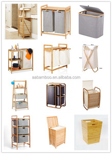Cesto de Ropa Plegable de Lona, Cesta de Ropa de Bambú con Asas y Patas - Product Image 5