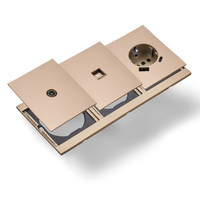 Enchufe de Pared WESA, Enchufe Europeo, Enchufe Múltiple para TV con RJ45 Ethernet, Enchufe Doble para el Hogar, Combinación Libre, Diseño Moderno de Lujo