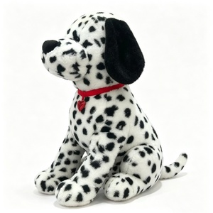Peluche Dalmatien personnalisée noir et blanc à pois, peluche Dalmatien assis avec collier en forme de cœur, adorable cadeau en peluche pour chien - Product Image 1