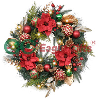 EAGLEGIFTS Vente en gros Guirlande de Noël de 18 pouces en argent et blanc, avec cônes de pin artificiels pré-éclairés, respectueuse de l'environnement, certifiée BSCI