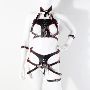 Ropa interior Sexy para adultos HM, monos de cuero, uniforme erótico con pulsera, Mono de Bondage para juego nocturno, actuación de DJ - Product Image 6